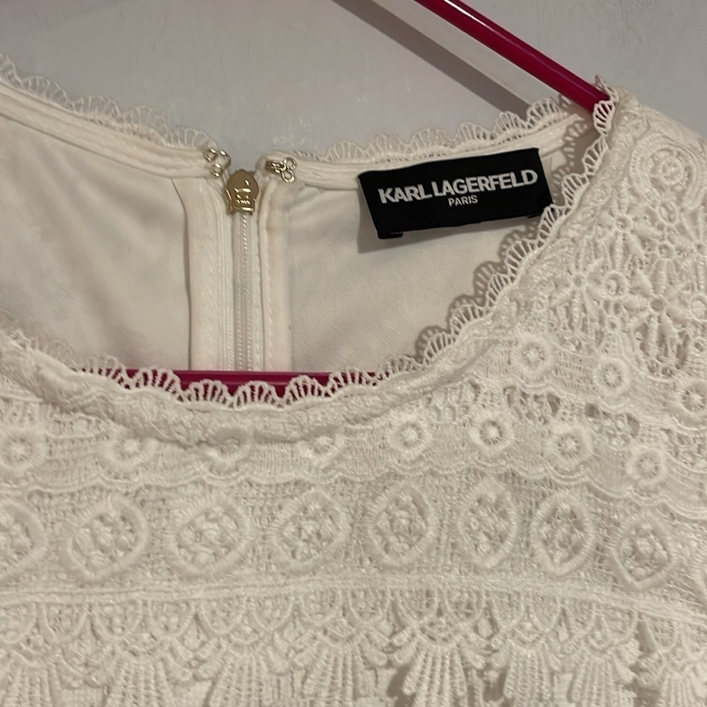 Karl Lagerfeld white sleeveless eyelet shift dress • Size Small - Picture 5 of 9
